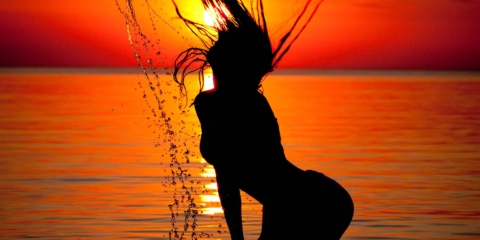 beach sunset girl